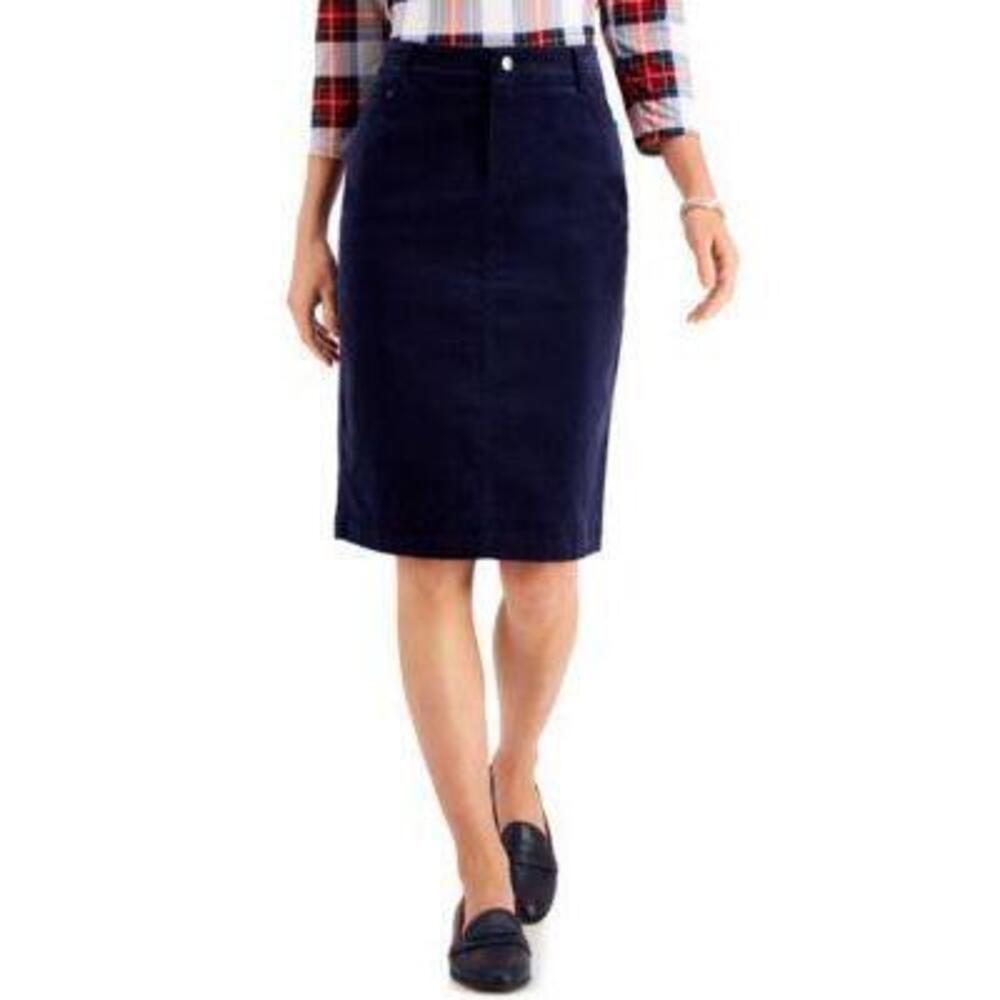 NWT Charter Club Skirt Corduroy Tummy-Control Blue 12